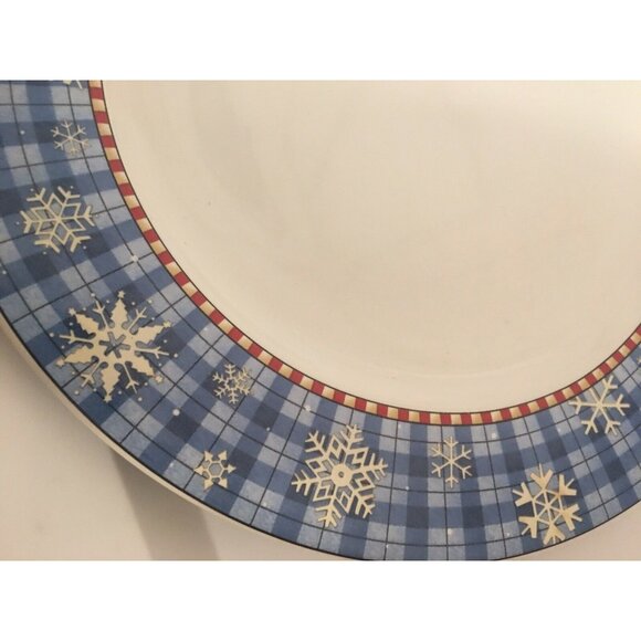 DEBBIE MUMM SNOWFLAKE 2 DINNER PLATES SAKURA WINTER SNOW HOLIDAY‎ BLUE - Picture 4 of 4